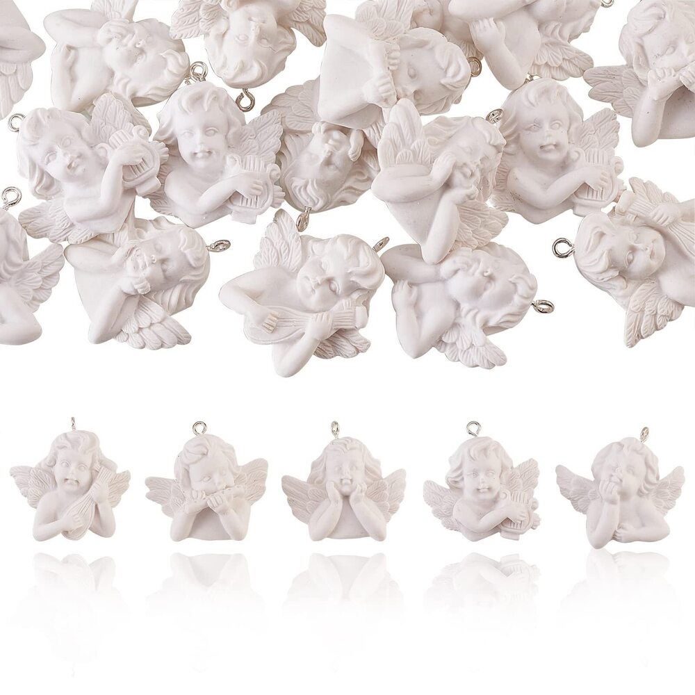 3432 20Pcs Angel Miniatures Figurines Resin Charms Pendants Resin Angel